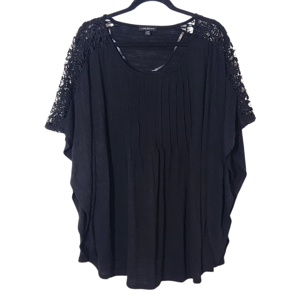 Lane Bryant Black Crochet Sleeve Blouse Size 18/20